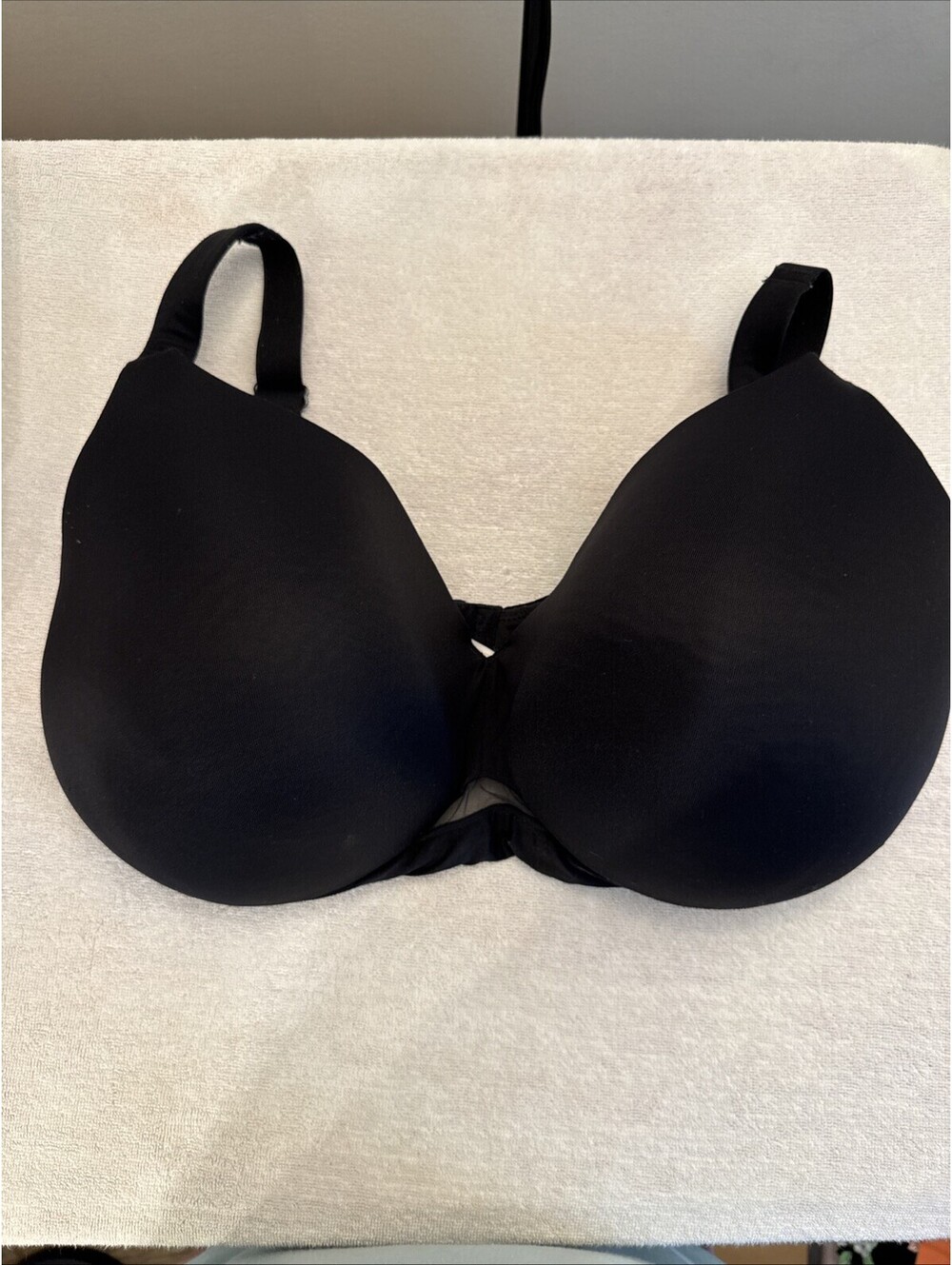Cacique Black Balconette Bra Underwire Smooth Satin Full Coverage 42H